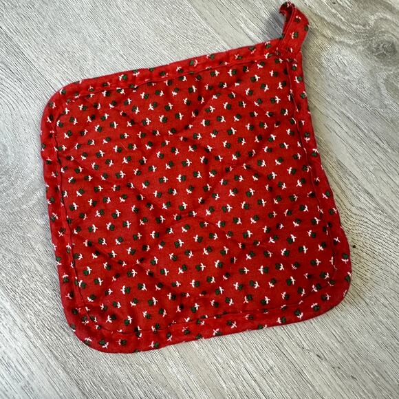 Vintage Franco Quilted Christmas Tree Potholder Red Green - Picture 2 of 5